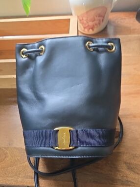 Black Mini Bucket Bag with Gold Hardware